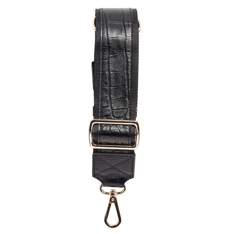 Wide Leather Cross Body Strap - Black Croc - Accessories - British D'sire