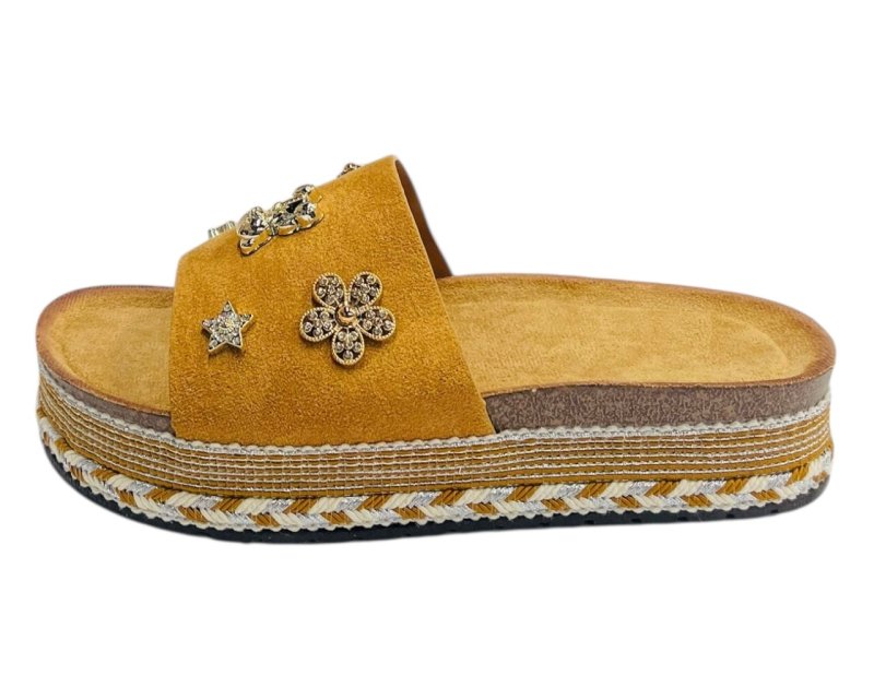 Wide Strap Padded Mules Sandals - Slider - British D'sire