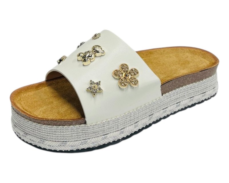 Wide Strap Padded Mules Sandals - Slider - British D'sire