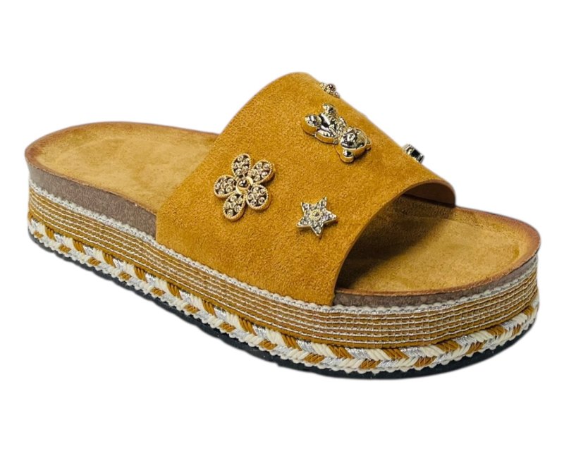 Wide Strap Padded Mules Sandals - Slider - British D'sire