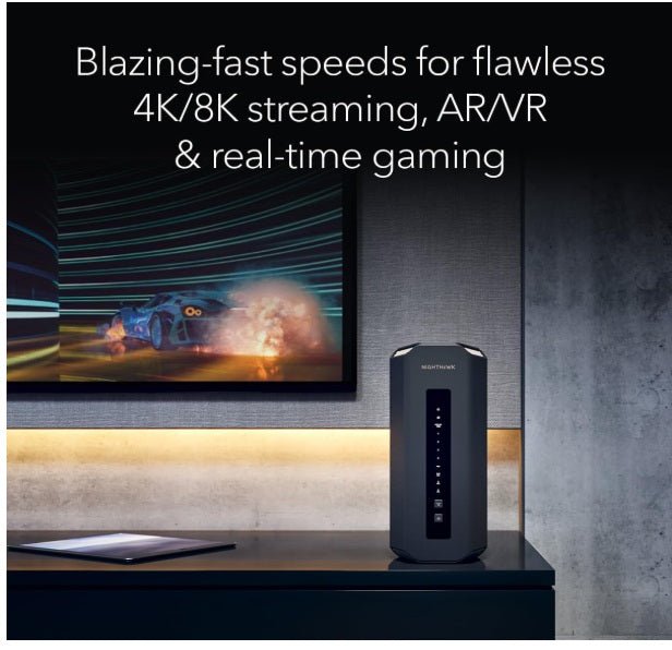 WiFi 7 Router Nighthawk Tri - Band WiFi 7 (RS700S) - security features, Wireless BE19000 speed (up to 19 Gbps) - 10gb Internet port - WiFi 7 Router - British D'sire