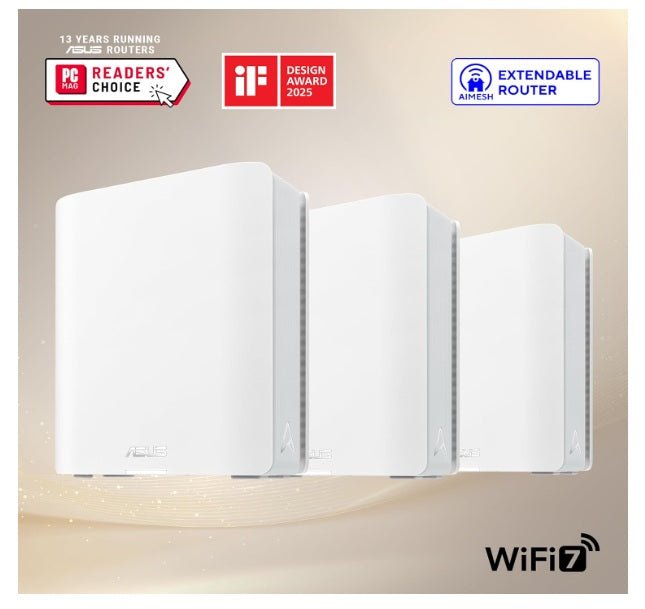 WiFi BT10 Tri - band WiFi 7 Mesh, 18 Gbps, 8400 sq.ft (3pk), Dual 10G Ports, Security and Parental Controls, Smart Home Master SSIDs, 4G & 5G Mobile Tethering - WiFi 7 Mesh System - British D'sire