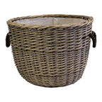 Willow Log Basket with Hessian Liner and Rope Handles TD48cm H36cm - Home Decor - British D'sire
