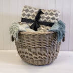 Willow Log Basket with Hessian Liner and Rope Handles TD48cm H36cm - Home Decor - British D'sire