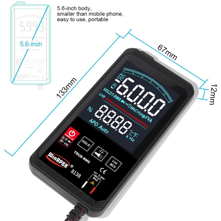 WinAPEX Smart Touch Screen Digital Multimeter, Model:8138 - British D'sire