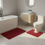 2 Piece Box Design Bath Mat Set Soft Absorbent Non-Slip Bathroom Mats - Wine