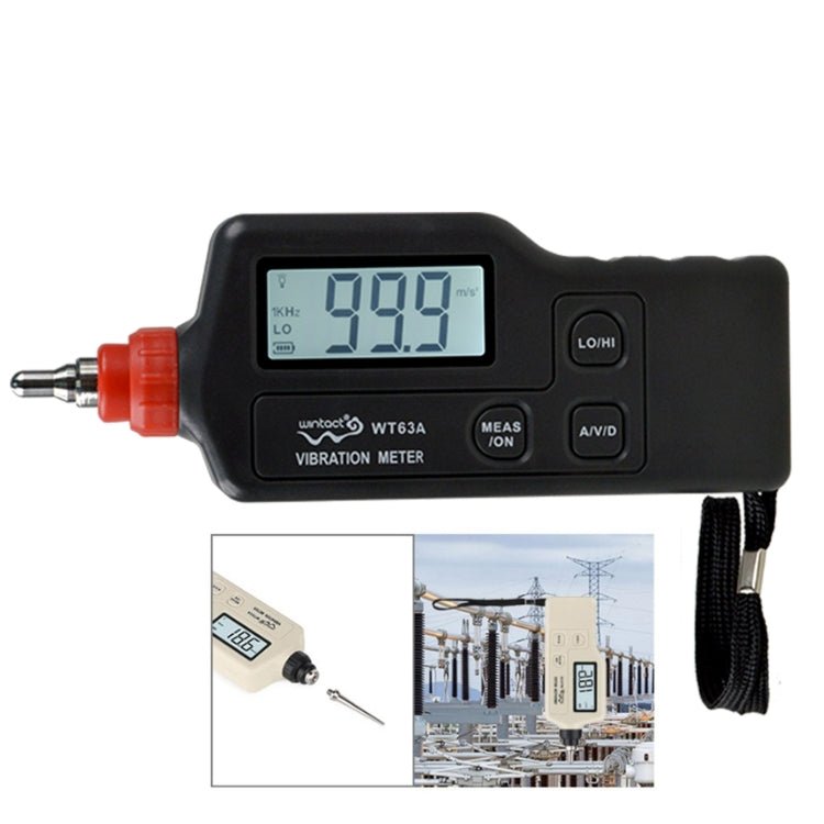 Wintact WT63A Vibration Meter Digital Tester Vibrometer Analyzer Acceleration Velocity(Black Red) - British D'sire
