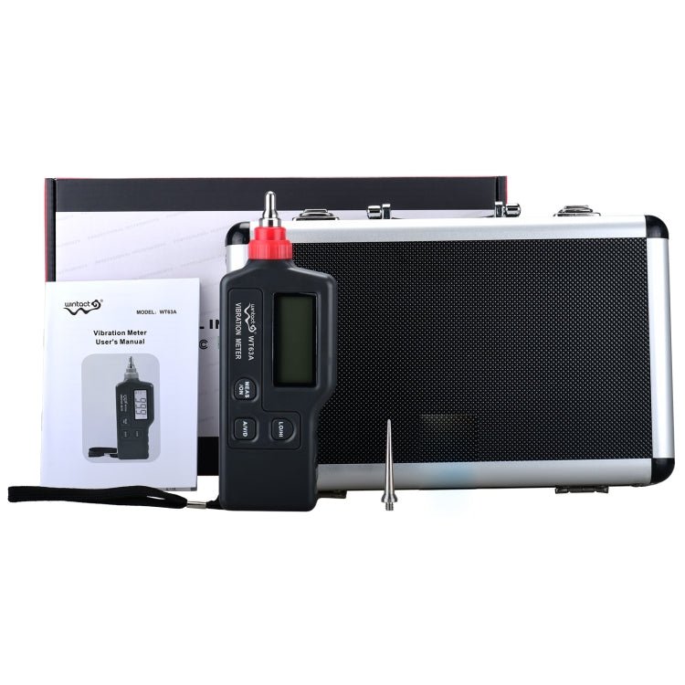 Wintact WT63A Vibration Meter Digital Tester Vibrometer Analyzer Acceleration Velocity(Black Red) - British D'sire