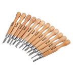 WLXY 12 PCS / Set Wood Carving Chisels Knife Basic Woodcut Working Handmade Rubber Stamps Hand Tools - British D'sire