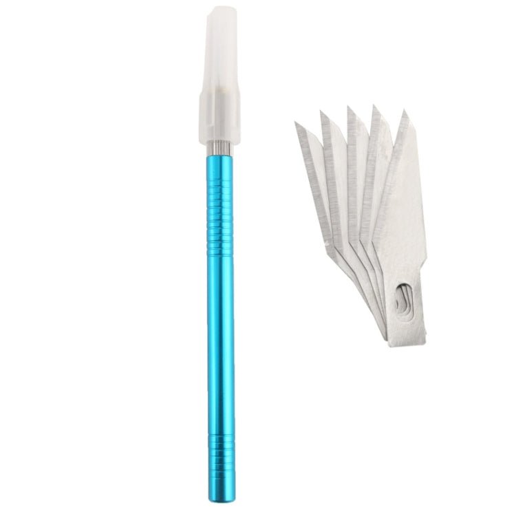 WLXY - 9310, WLXY Tool Precision Knife with Replaceable Blade for Mat Carving / Scoring / Trimming, OAL: 145mm, Size: 121mm x 6mm Diameter(Blue) - British D'sire