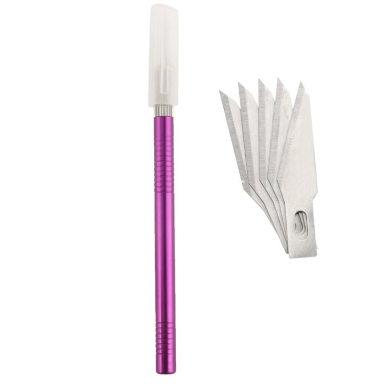 WLXY - 9310, WLXY Tool Precision Knife with Replaceable Blade for Mat Carving / Scoring / Trimming, OAL: 145mm, Size: 121mm x 6mm Diameter(Purple) - British D'sire