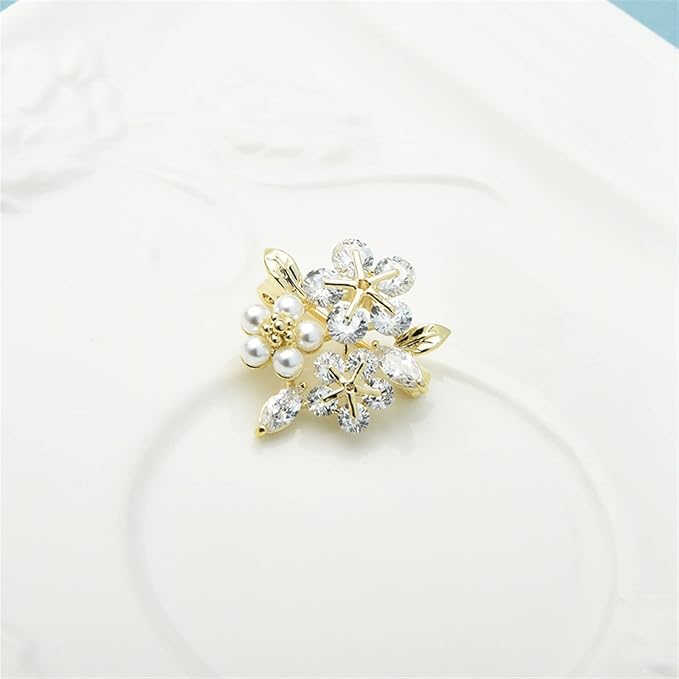 Women Brooch Pins Ladies Fashion Accessories Elegant Crystal Flower Pearl Flower Brooch Party Brooch Flower Shaped Brooch Fashion Brooches - Brooches & Pins - British D'sire
