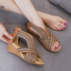 Women Summer Slope Heel Sandals Fashion Bohemian Style Fish Mouth Shoes, Size: 36(Black) - British D'sire