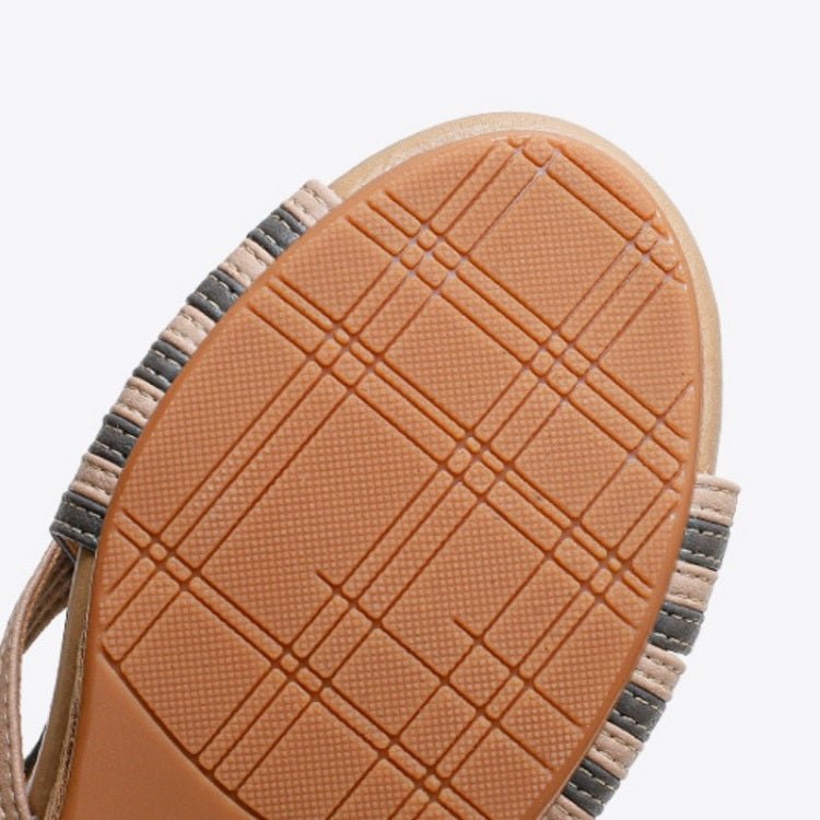 Women Summer Slope Heel Sandals Fashion Bohemian Style Fish Mouth Shoes, Size: 39(Apricot) - British D'sire