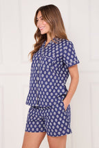 Women’s 100% Cotton Button - Up PJ Shorts Set with Pockets - Loungewear pjs - British D'sire