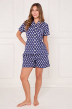 Women’s 100% Cotton Button - Up PJ Shorts Set with Pockets - Loungewear pjs - British D'sire