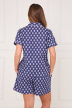 Women’s 100% Cotton Button - Up PJ Shorts Set with Pockets - Loungewear pjs - British D'sire
