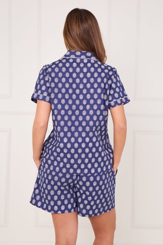 Women’s 100% Cotton Button - Up PJ Shorts Set with Pockets - Loungewear pjs - British D'sire