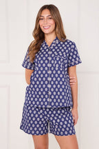 Women’s 100% Cotton Button - Up PJ Shorts Set with Pockets - Loungewear pjs - British D'sire