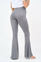 Womens Bell Bottom Leggings in Grey - Pants - British D'sire