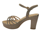 Women's Block Heel Platform Diamante Glitter Shoes - Heels - British D'sire