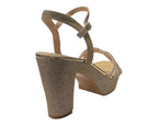 Women's Block Heel Platform Diamante Glitter Shoes - Heels - British D'sire