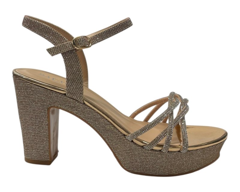 Women's Block Heel Platform Diamante Glitter Shoes - Heels - British D'sire