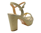 Women's Block Heel Platform Diamante Glitter Shoes - Heels - British D'sire