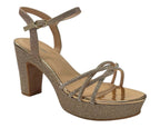Women's Block Heel Platform Diamante Glitter Shoes - Heels - British D'sire
