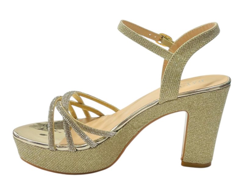 Women's Block Heel Platform Diamante Glitter Shoes - Heels - British D'sire