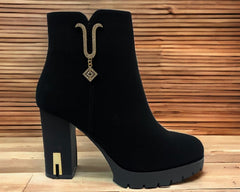 Women's Block High Heels Zip Ankle Boots - Boots - British D'sire