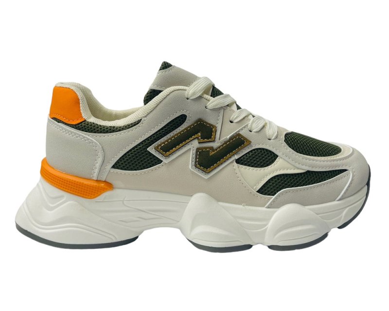 Women's Chunky Sole Faux Leather Lace Up Trainers - Trainers - British D'sire