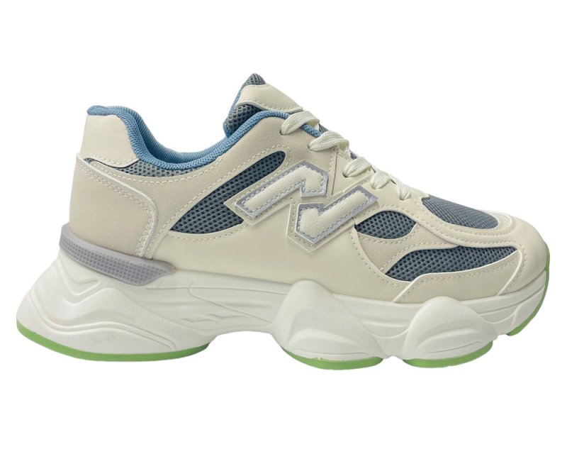 Women's Chunky Sole Faux Leather Lace Up Trainers - Trainers - British D'sire