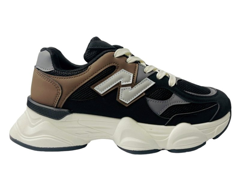 Women's Chunky Sole Faux Leather Lace Up Trainers Secondary image