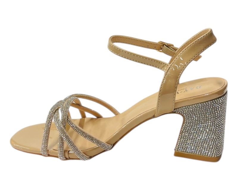 Women's Crossover Diamante Strappy Ankle Strap Shoes - Heels - British D'sire