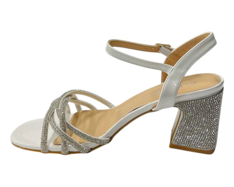 Women's Crossover Diamante Strappy Ankle Strap Shoes - Heels - British D'sire