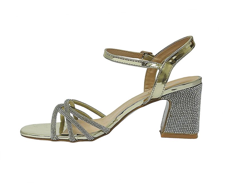 Women's Crossover Diamante Strappy Ankle Strap Shoes - Heels - British D'sire