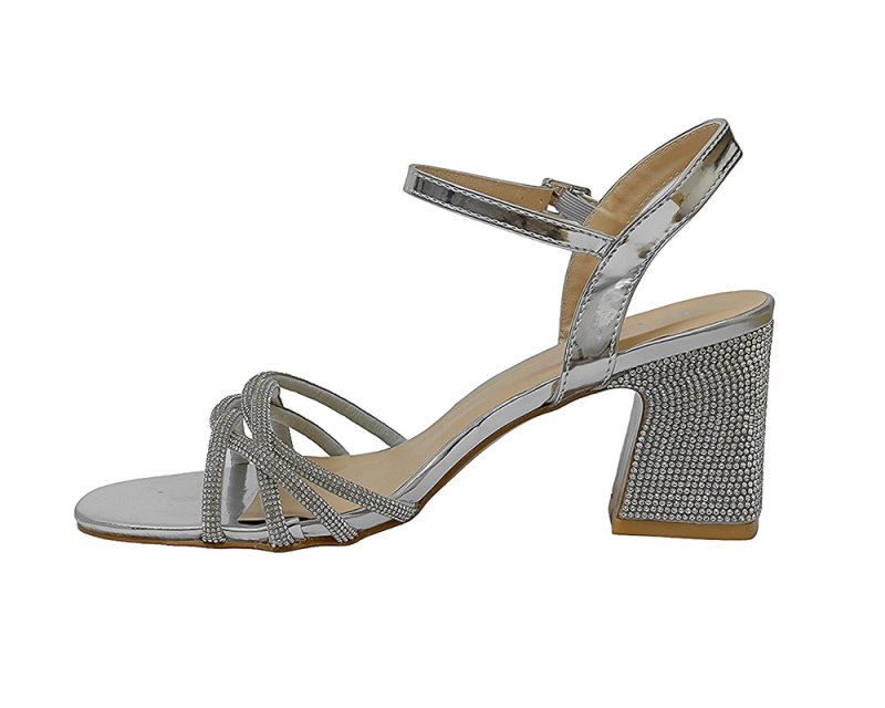 Women's Crossover Diamante Strappy Ankle Strap Shoes - Heels - British D'sire