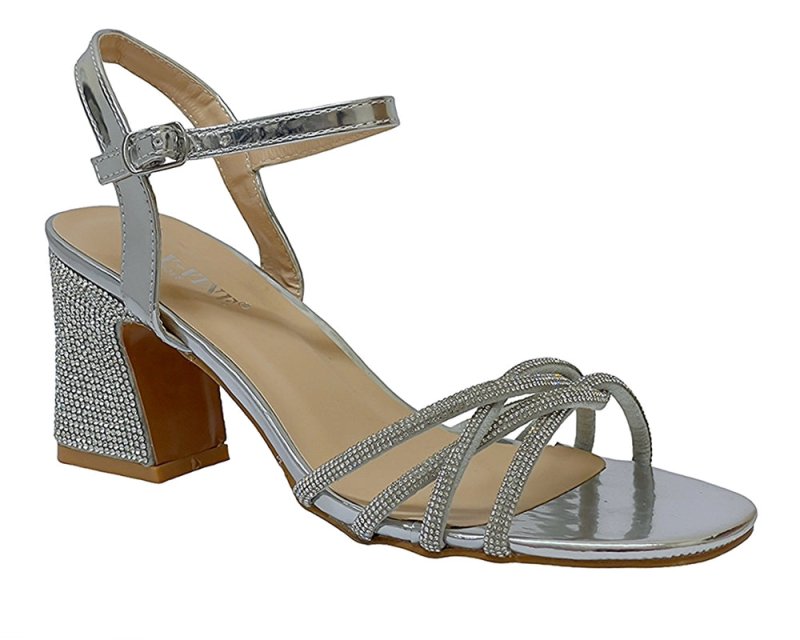 Women's Crossover Diamante Strappy Ankle Strap Shoes - Heels - British D'sire