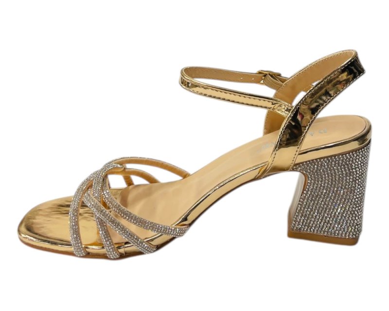 Women's Crossover Diamante Strappy Ankle Strap Shoes - Heels - British D'sire