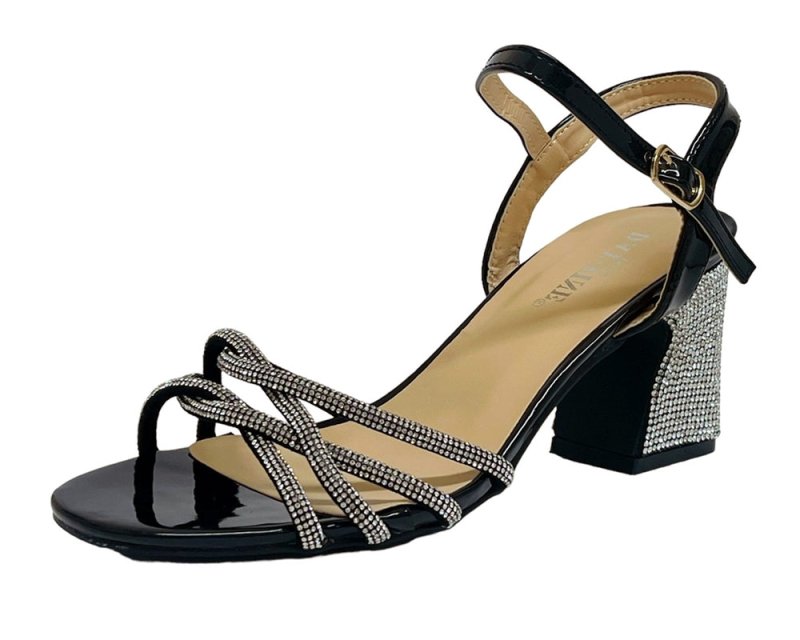 Women's Crossover Diamante Strappy Ankle Strap Shoes - Heels - British D'sire