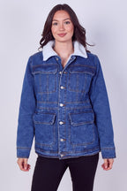 Women's Denim Sherpa Jacket – Fleece Lined Denim Jacket - British D'sire