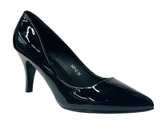 Women's Faux Patent Leather Stiletto Heel Court Shoes - Court Shoes - British D'sire