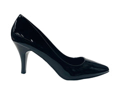 Women's Faux Patent Leather Stiletto Heel Court Shoes - Court Shoes - British D'sire