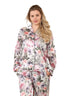 Women's Floral Satin Pajama Set with Pockets - Long Sleeve Button - Up Top and Full - Length Pants - Loungewear - British D'sire