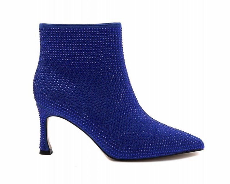 Women's Ideal Shoes 3671 Crystals Ankle Boots Blue - Boots - British D'sire Main image