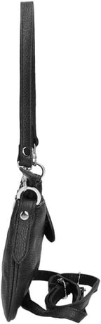 Women's Italian Leather Shoulder Handbag with Detachable Strap - Hollie - Black - Leather Handbag - British D'sire