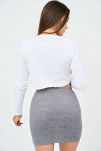 Women's Jersey Mini Skirt with Elastic Waistband - Shirts & Tops - British D'sire