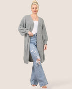 Women's Longline Knit Cardigan – Open Front, Ribbed - cardigan - British D'sire