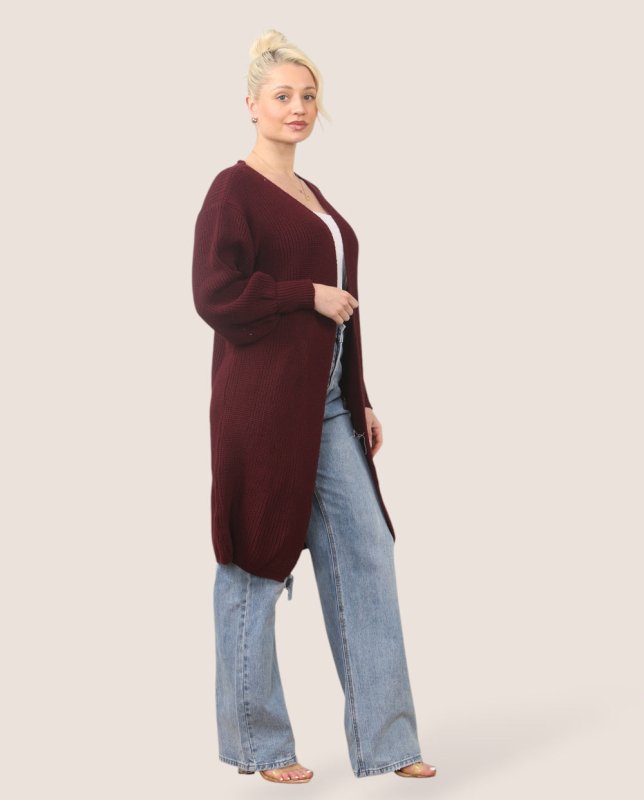Women's Longline Knit Cardigan – Open Front, Ribbed - cardigan - British D'sire